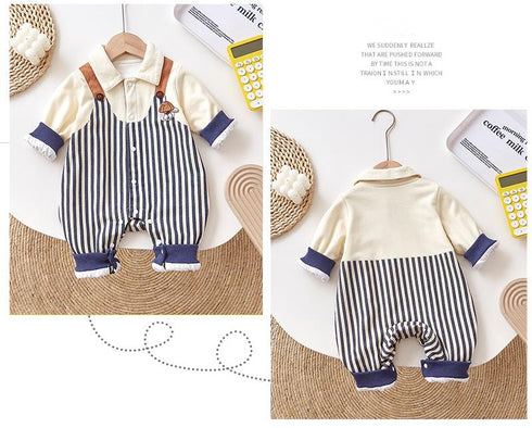 Autumn Dress Male Baby Jumpsuit Fake Two-piece Climbing Suit Ha Clothes Outside Suit